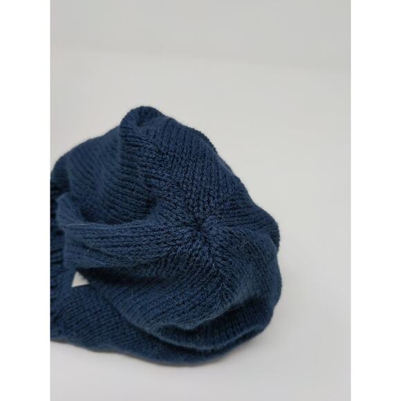 Land's End 100% Acrylic Beanie Hat Blue Size M-L Striped Diamond Pattern - Picture 10 of 10